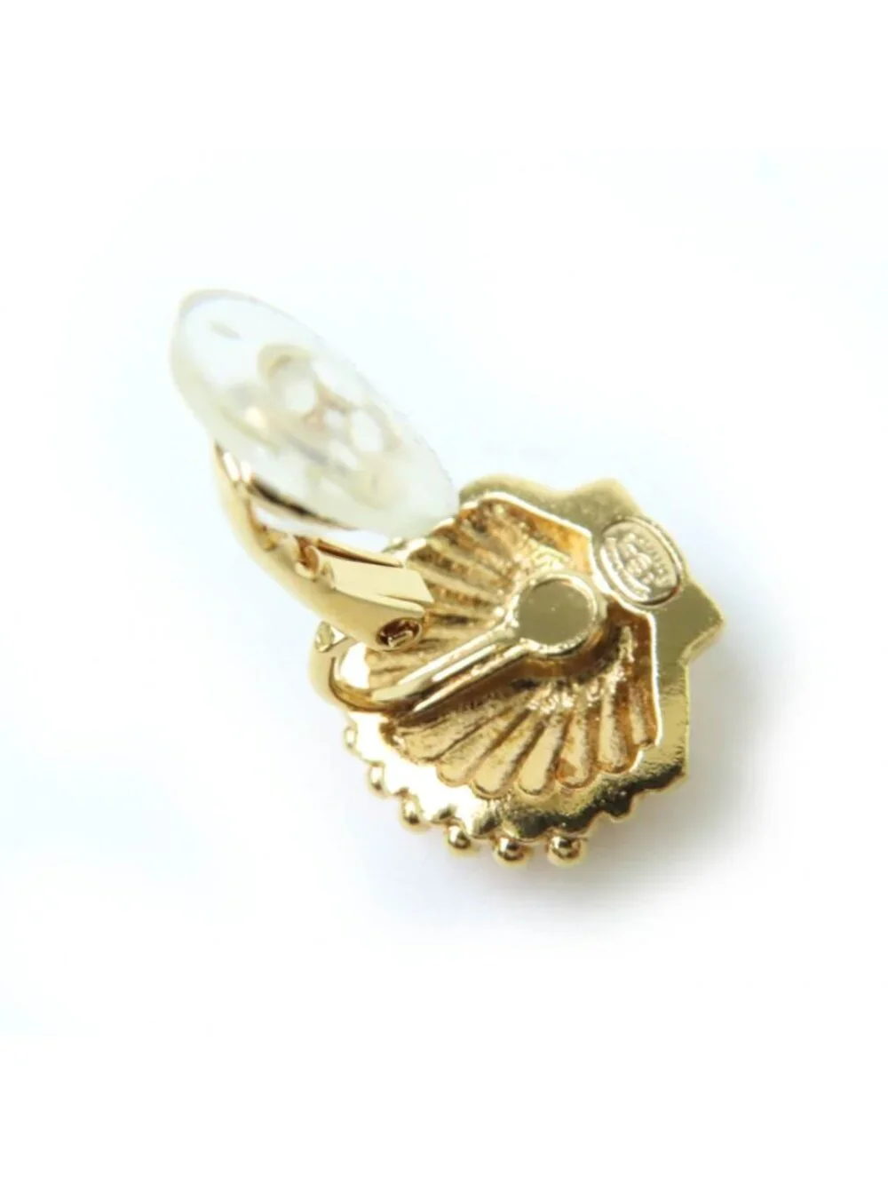 Chanel CC Logo Rhinestone Shell Earring